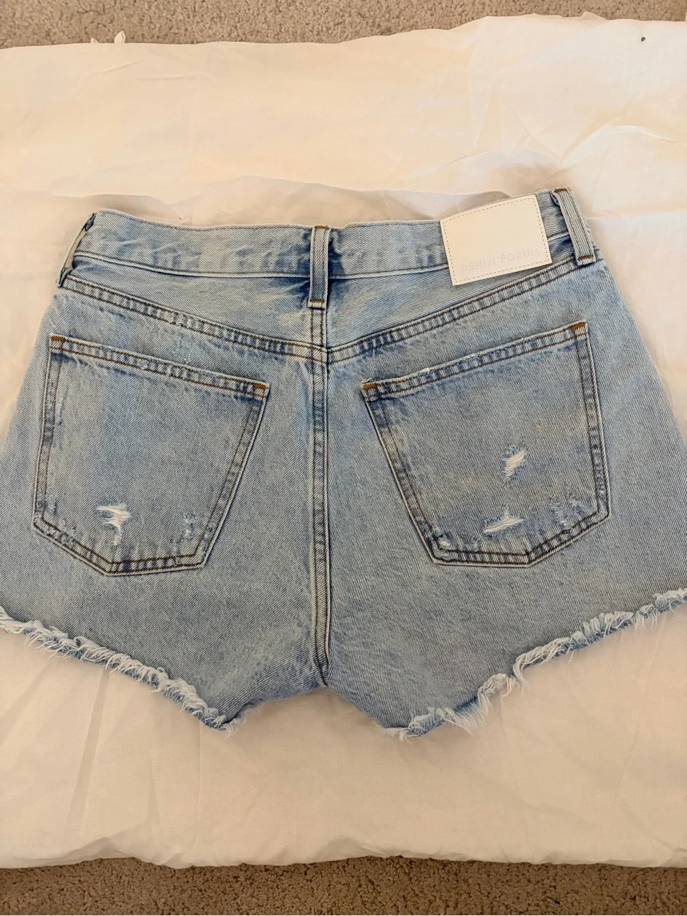 Denim Forum Light Blue Distressed Denim Shorts - Women